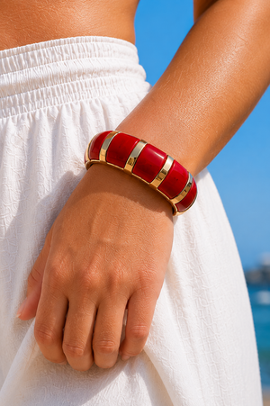 Bracelet Jonc Rouge & Doré